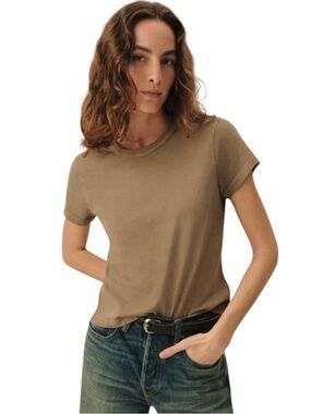 Buck Mason Boxy Crew Tee M USA Brown Sage Venice Wash Cotton T Shirt